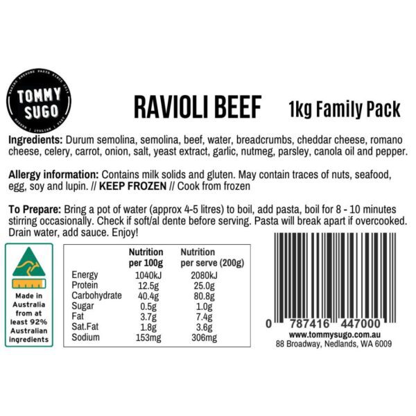 Feed the Family Beef Ravioli Label