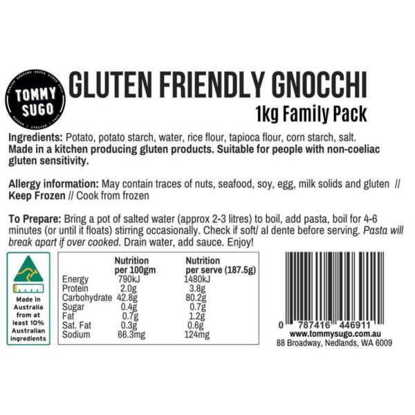 Feed The Family Gluten Friendly Gnocchi Label