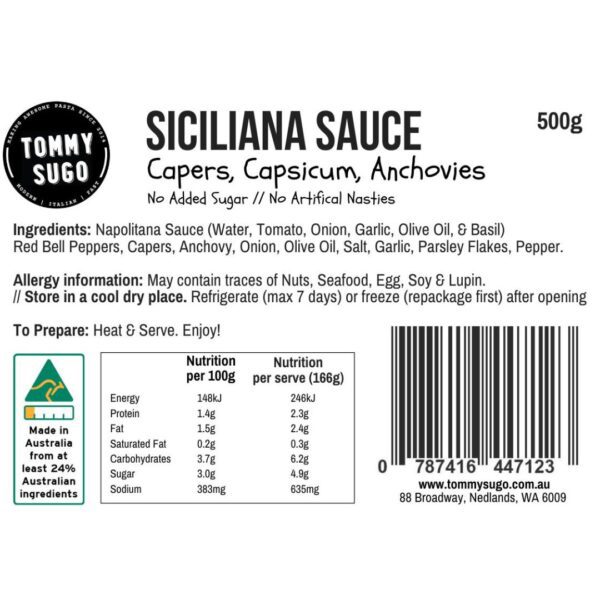 Siciliana Sauce Label