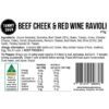 Beef Cheek & Red Wine Ravioli Label